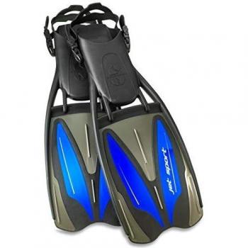 Jet Sport Fussteilflosse Schnorchel und Tauchflosse Scubapro (Blau, XL)