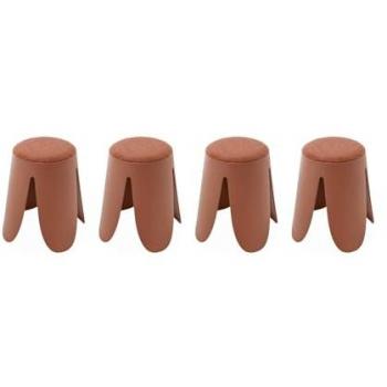 4er Set Bouclé Stapelhocker