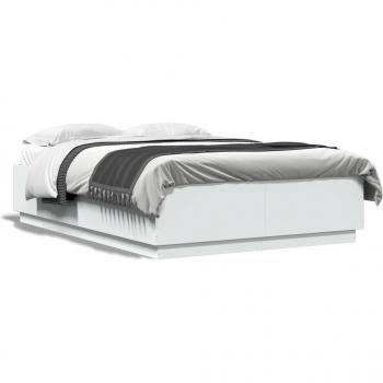 Lit Double Blanc 150x200 cm sans Matelas