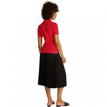 Coton Piqueré Tommy Hilfiger Polo Cintré Rouge