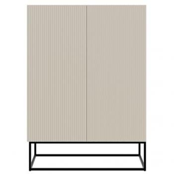 Meuble de rangement haut Velldio, deux battants, 90 cm de large, teinte grise claire et base en noir