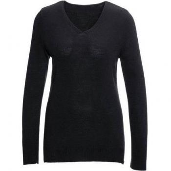 Größe 19: Schwarz V-Cut Pullover – Goldner Fashion