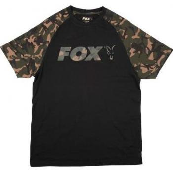 Fox Raglan T-Shirt Zwart met Camo-patroon