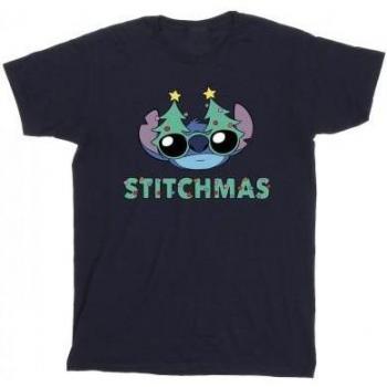 T-shirt Stitchmas Uomo a Manica Lunga Nera