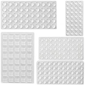 Set of 222 Transparent Rubber Bumpers, Self-adhesive, Multi-size Silicone Protectors, Relaxdays