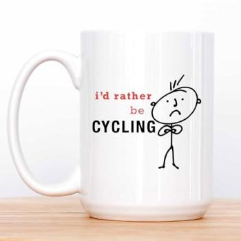 Biker’s Choice Men's I'd Rather Be Cycling Coffee Cup (White)