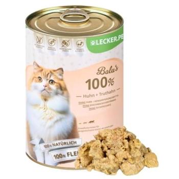 Lecker.Pet® Balu’s 100 % Huhn/Truthahn – Nassfutter 12×400 g für Katzen