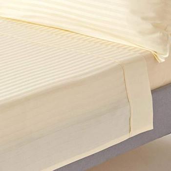 Pastel Yellow Egyptian Cotton Satin Stripe Flat Sheet 330 TC, King