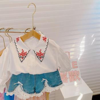 Spring Autumn 2022 Children's Puff Sleeve Floral Shirt