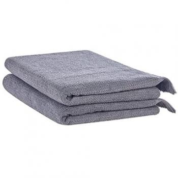 Set di 2 Asciugamani Bagno in Spugna di Cotone e Poliestere Grigio con Nappe Decorative 100 x 150 cm