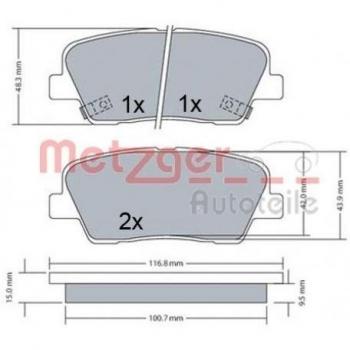 Metzger Bremsbeläge hinten Hyundai Genesis