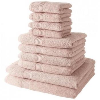 Cotton Pink Towel Bundle – 10 Items (4 × 30x50, 4 × 50x90, 2 × 70x130)
