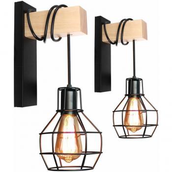 Metallo&Legno Lampadario 2‑pezzi