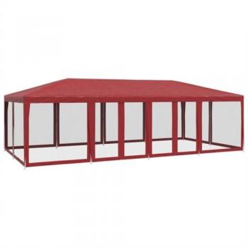 VidaXL 12 Mesh Sidewalls Red Party Tent 8x4 m HDPE