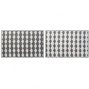 Alfombra Doble DKD Home Decor: Gris Ondulado con Blanco
