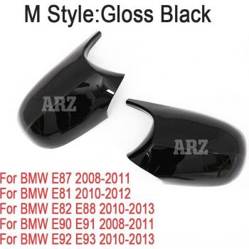 Cubiertas de espejo retrovisor en fibra de carbono negro brillante para BMW serie 1 y 3
