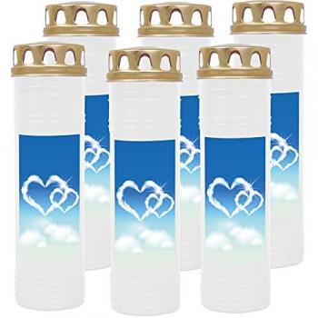 Grabkerze 6er Pack mit Motiv Herz Wolke