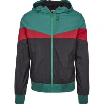 Urban Classics Herren Advanced Arrow Windrunner Jacke – Schwarz/Grün/Feuerrot, S-Size