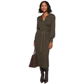 Wallis Belted Khaki Midi Dress for Women – Size XL