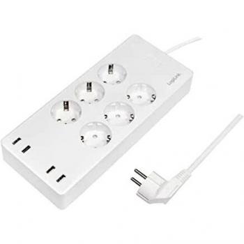 LogiLink Wi-Fi Smart Steckdosenleiste, 6-fach + 4x USB, weiß