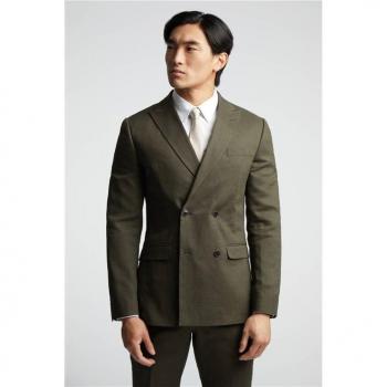 Alexandre of England Khaki Green Linen Men's Suit Jacket – Tailored Fit