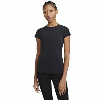 Nike Yoga Luxe Short Sleeve Top Black/Dark Smoke Grey M Female