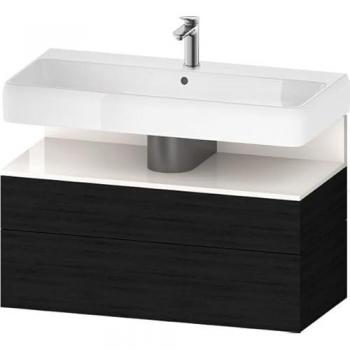 Duravit Qatego Waschtischunterbau (Eiche Schwarz) – 1 Auszug & 1 Schublade – 990 × 470 × 590 mm