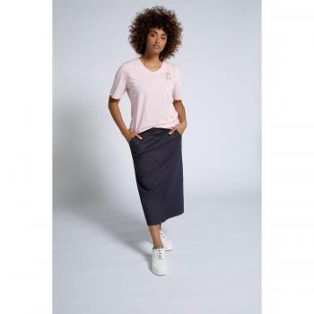 Plus Size Brown Eco Cotton Midi Skirt with Buttons, Size 24/26