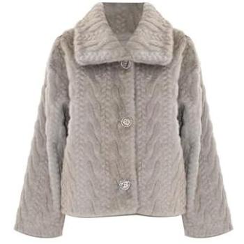 M Brown Knit-Faux Fur Shearling Jacket (Kocca)