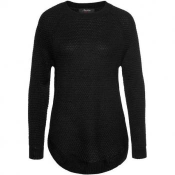 ANISTON CASUAL Langarmpullover mit Strukturmuster, schwarz, Gr. 42