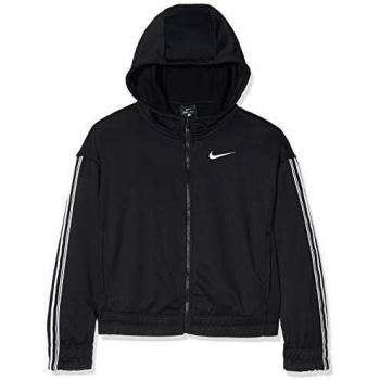Felpa Nike G Nk FZ Studio, Bambina, Nero/(Argento Metallico) (C/O), S