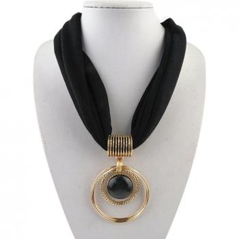 Solid Color Pendant Scarf Necklace for Women