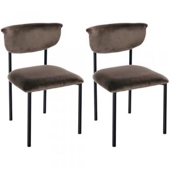 Chaises de salle à manger Gambell en velours marron (lot de 2)