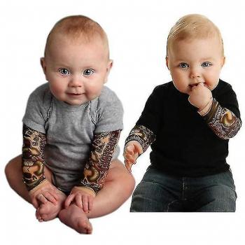 T-shirt bébé noir avec tatouages 3-6 mois