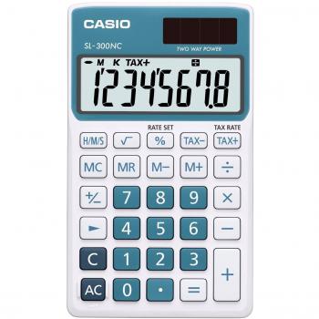 Casio SL‑300NC‑BU Blaue 8‑Ziffern‑LCD‑Taschenrechner mit Trendlook