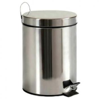 Papelera con pedal plateado acero inoxidable plástico 5 l (4 unidades)