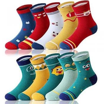 Adorel Jungen Socken Knöchelhoch Babysocken 10er-Pack Monster & Schweinchen 4-6 Jahre