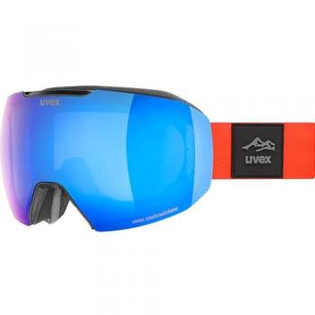 Maschera da sci Uvex Epic Attract con lente fotocromatica blu e design nero-arancione
