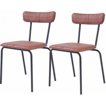 Rendez vous déco Chaise Jayne Marron avec piètements en bois (Lot de 2)