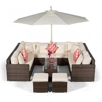 Havana 8-Seater Rattan Sofa Set with Coffee Table & Stools