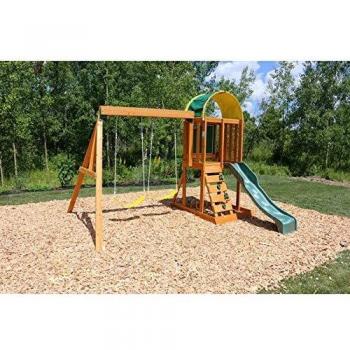 KidKraft 400 Ainsley Kinderhaus aus Holz – Rutsch, Schaukel, Kletterwand + Sandkasten