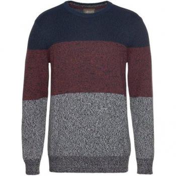 Man's World Rundhalspullover „Bis Größe 5 XL“, Herren, Weiß / Marine / Rot
