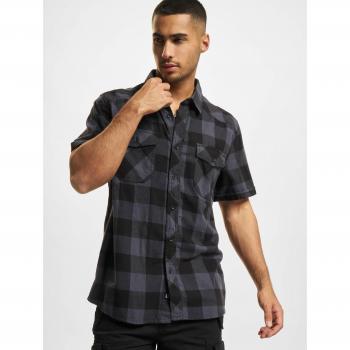 Brandit Checkshirt halfsleeve Kurzarmhemd schwarz grau