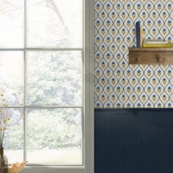 Peint Trellis floral en beige, format 1005x52 cm