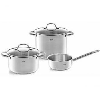 FISSLER San Francisco 3-teiliges Topf-Set, spülmaschinengeeignet, silberfarben