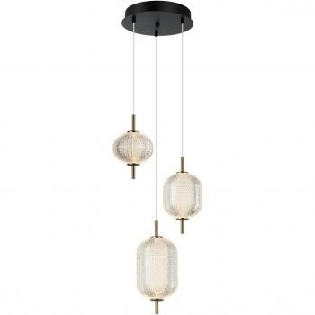 Lampada a sospensione bronzo/chiaro LED Pellucid 3 luci