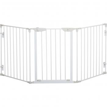 PawHut Hundesicherheitsgitter 3 Elemente inkl. Tür Weiß 180 x 3 x 74,5 cm