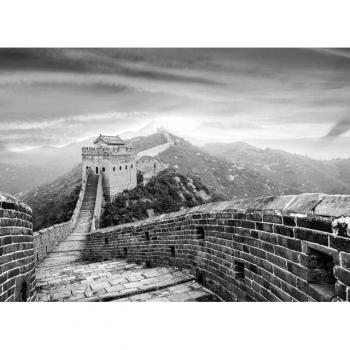 Papermoon Vlies‑Tapete „Chinesische Mauer Schwarz-Weiß“