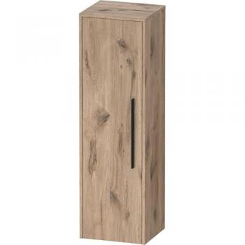 Duravit D-Code Badmöbel – Halbhochschrank 40 × 132 cm, Türanschlag links, Diamantschwarz Griff, Eiche Marmor