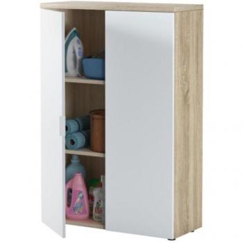 Mattweißer Abitare Schrank 119 cm, kanadische Eichenfinish, Modell Costanza